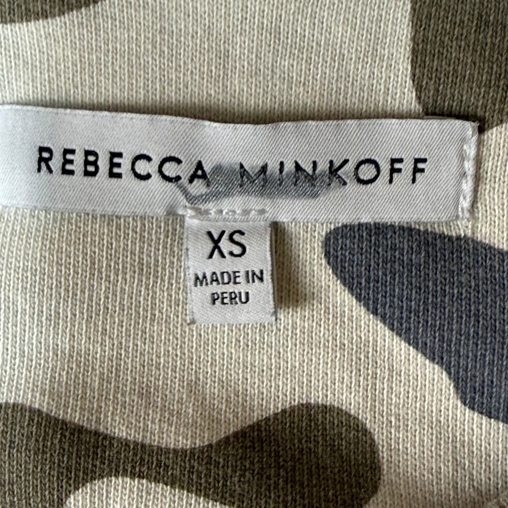 Rebecca Minkoff Sweatshirt Womens XS Green Camo Oversized Balloon Sleeve Top - Picture 3 of 10